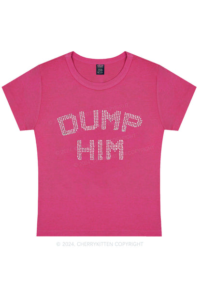 Rhinestone Dump Him Y2K Baby Tee Cherrykitten