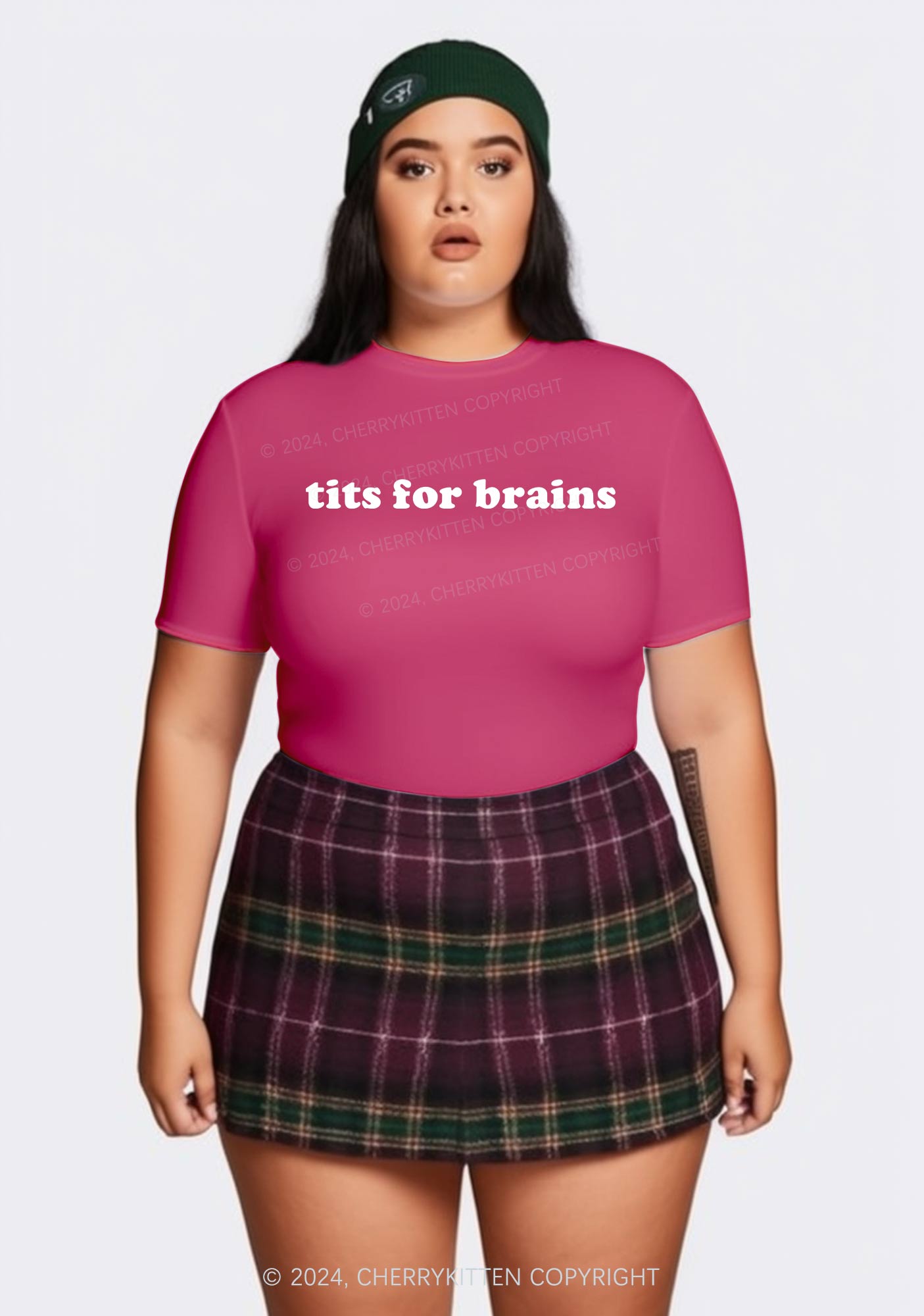 Curvy Txts For Brains Y2K Baby Tee Cherrykitten