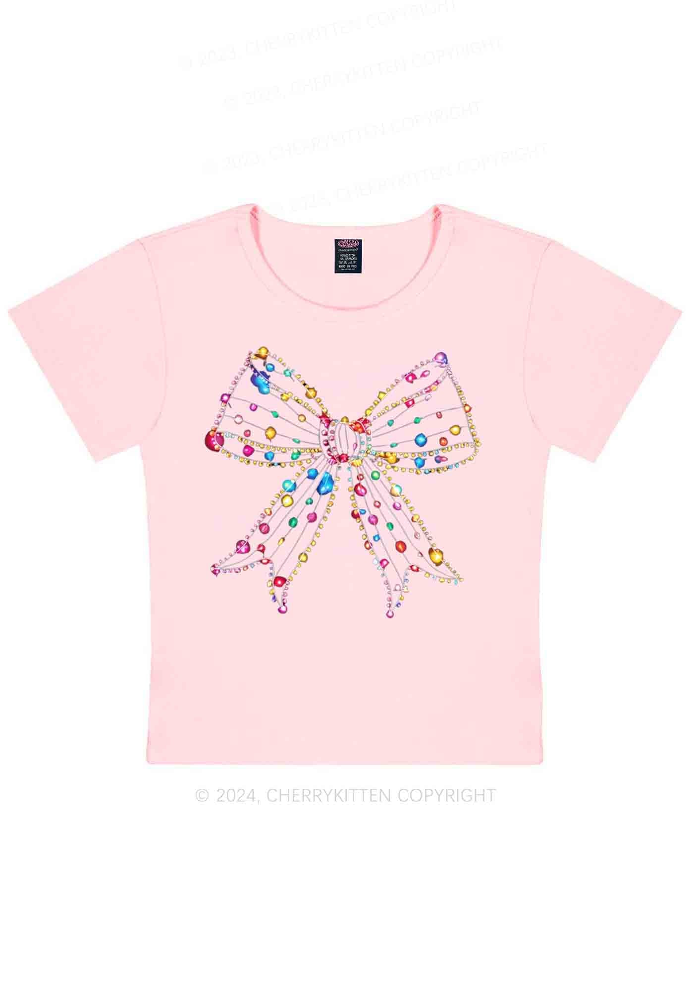 Christmas Bow Light Y2K Baby Tee Cherrykitten