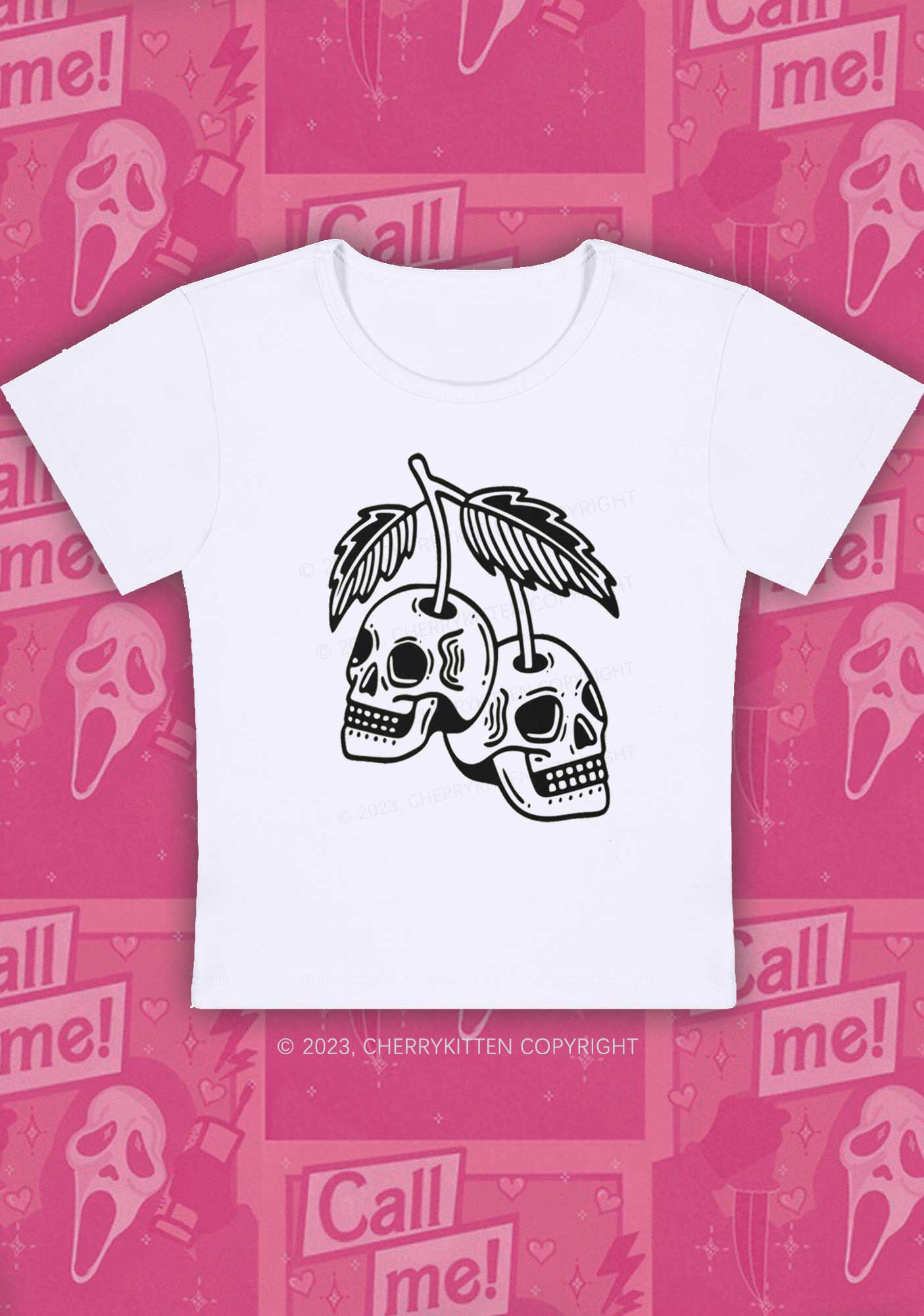 Cherry Skulls Halloween Baby Tee Cherrykitten