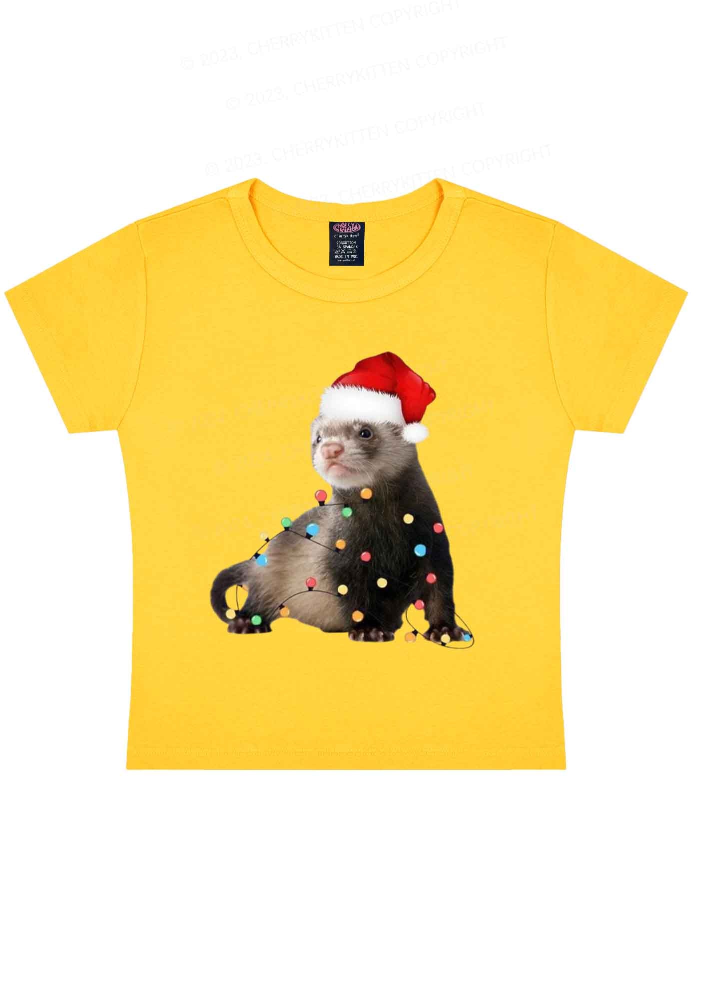 Christmas Ferret Lights Y2K Baby Tee Cherrykitten