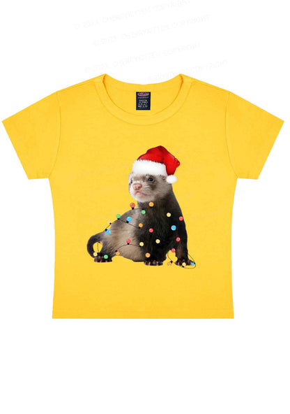 Christmas Ferret Lights Y2K Baby Tee Cherrykitten