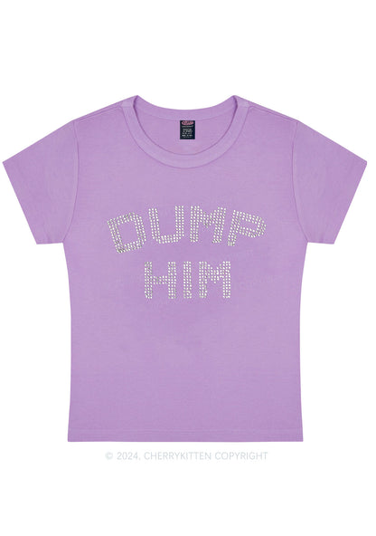 Rhinestone Dump Him Y2K Baby Tee Cherrykitten