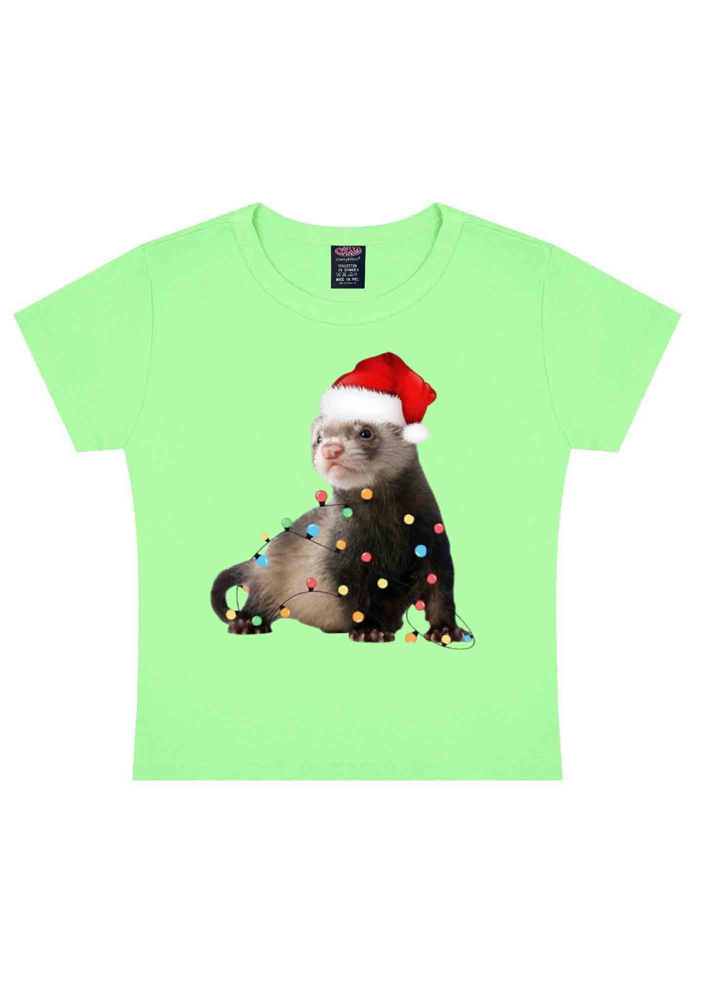 Christmas Ferret Lights Y2K Baby Tee Cherrykitten