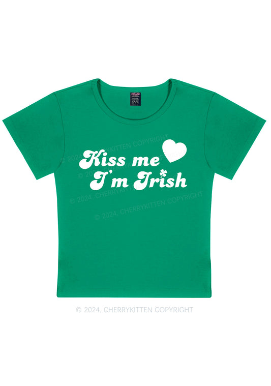 Kiss Me I'm Irish St Patricks Y2K Baby Tee Cherrykitten