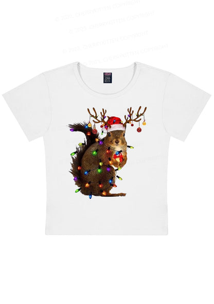 Christmas Squirrel Lights Y2K Baby Tee Cherrykitten