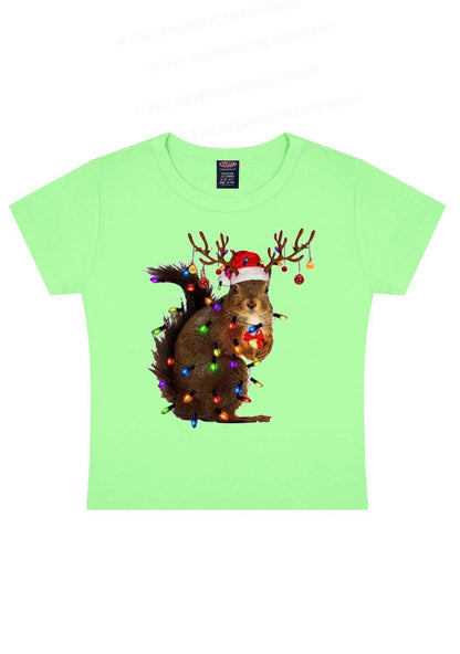 Christmas Squirrel Lights Y2K Baby Tee Cherrykitten