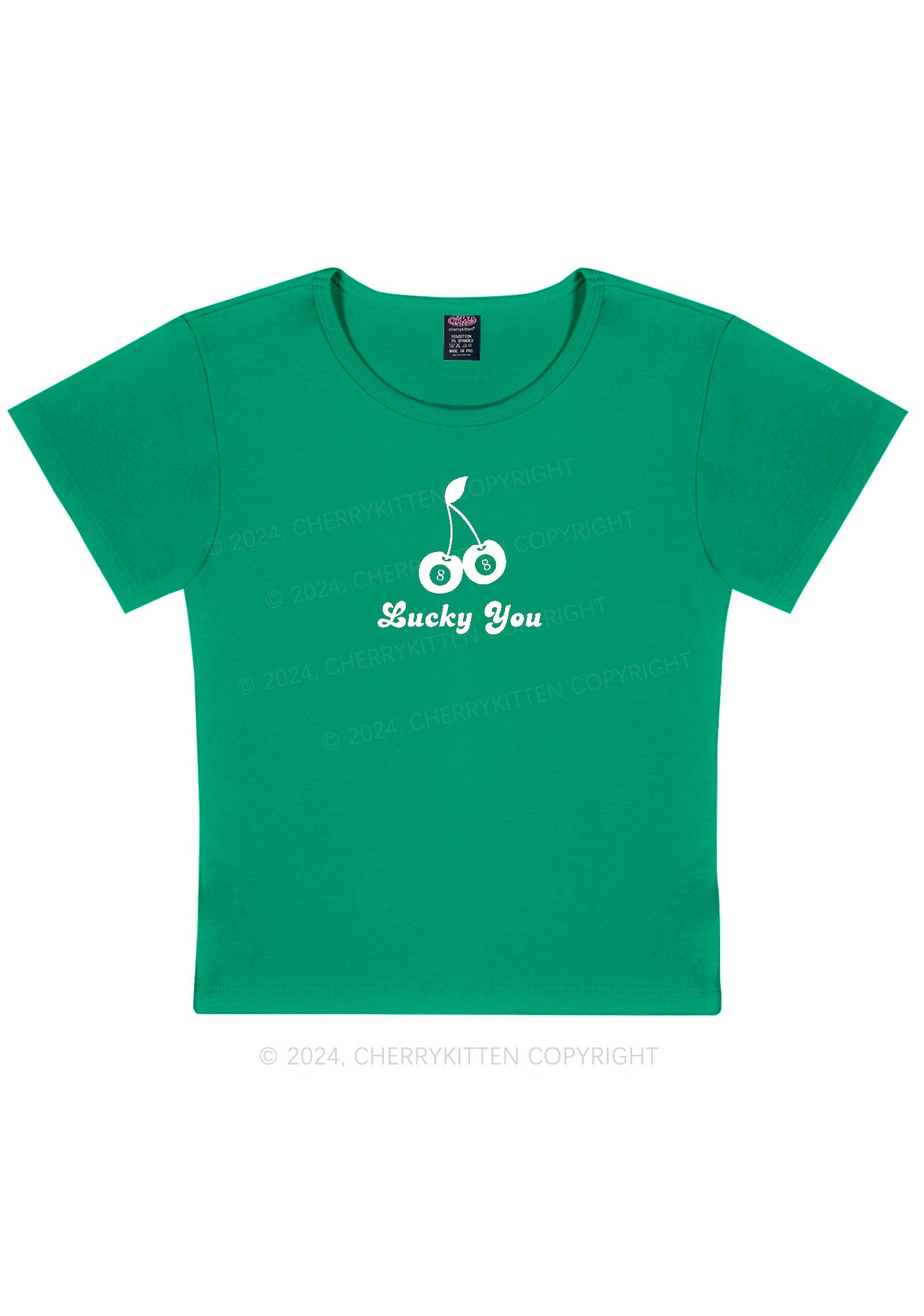 Lucky Eight St Patricks Y2K Baby Tee Cherrykitten