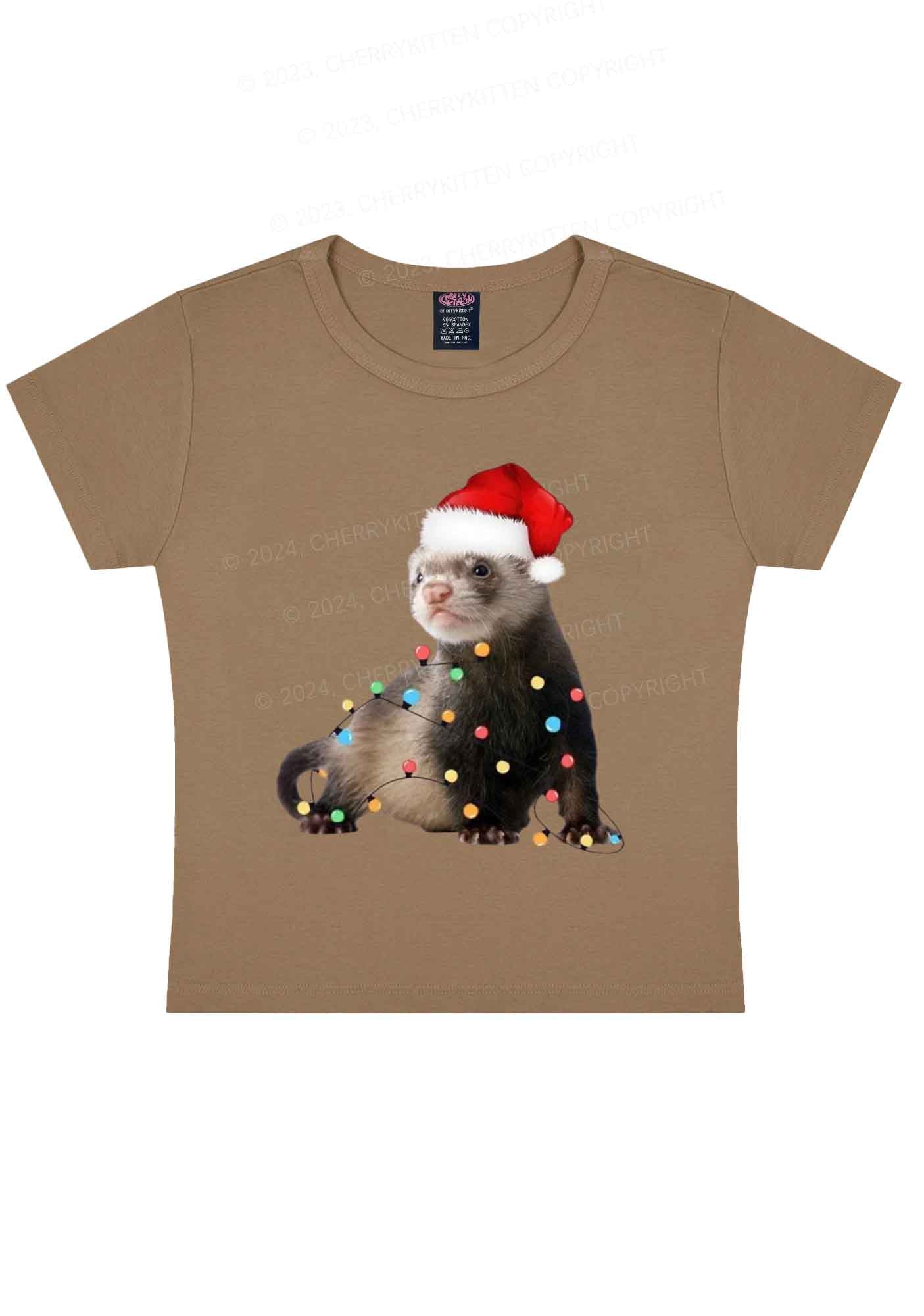 Christmas Ferret Lights Y2K Baby Tee Cherrykitten