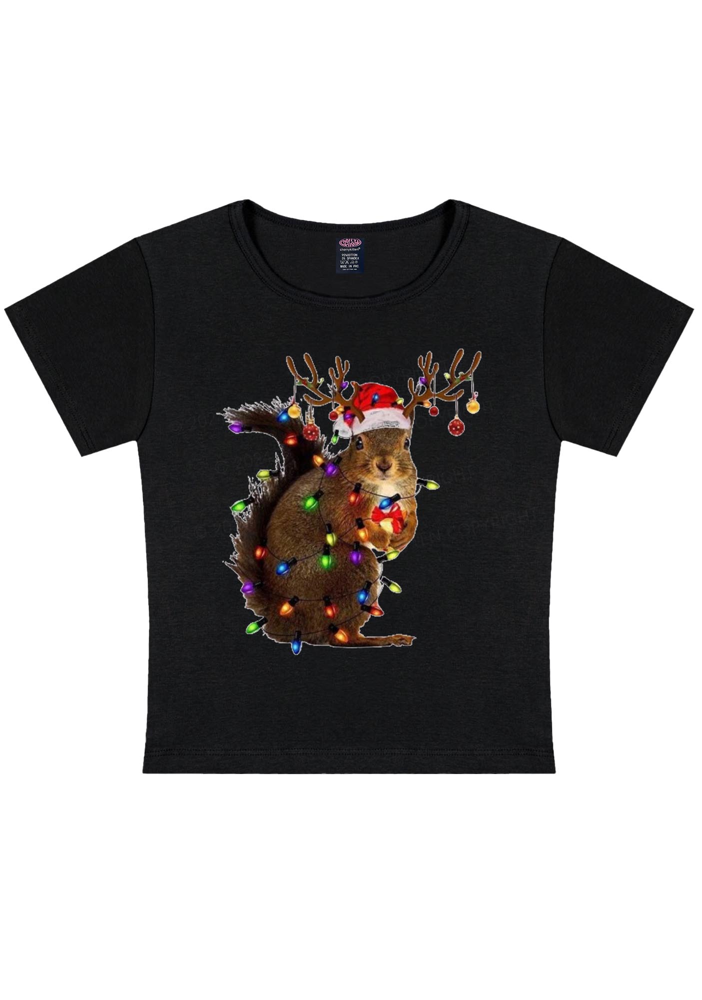 Christmas Squirrel Lights Y2K Baby Tee Cherrykitten