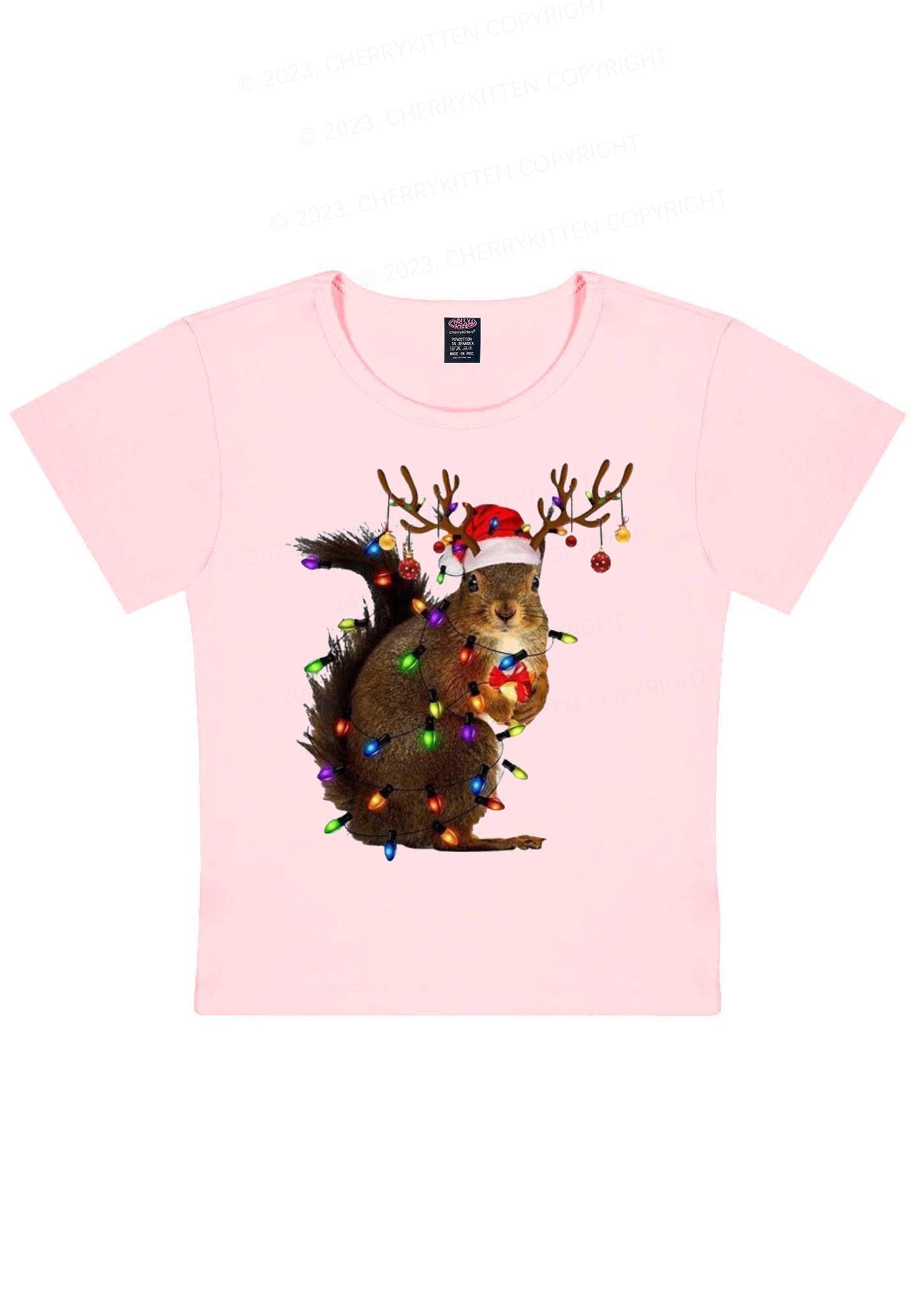 Christmas Squirrel Lights Y2K Baby Tee Cherrykitten