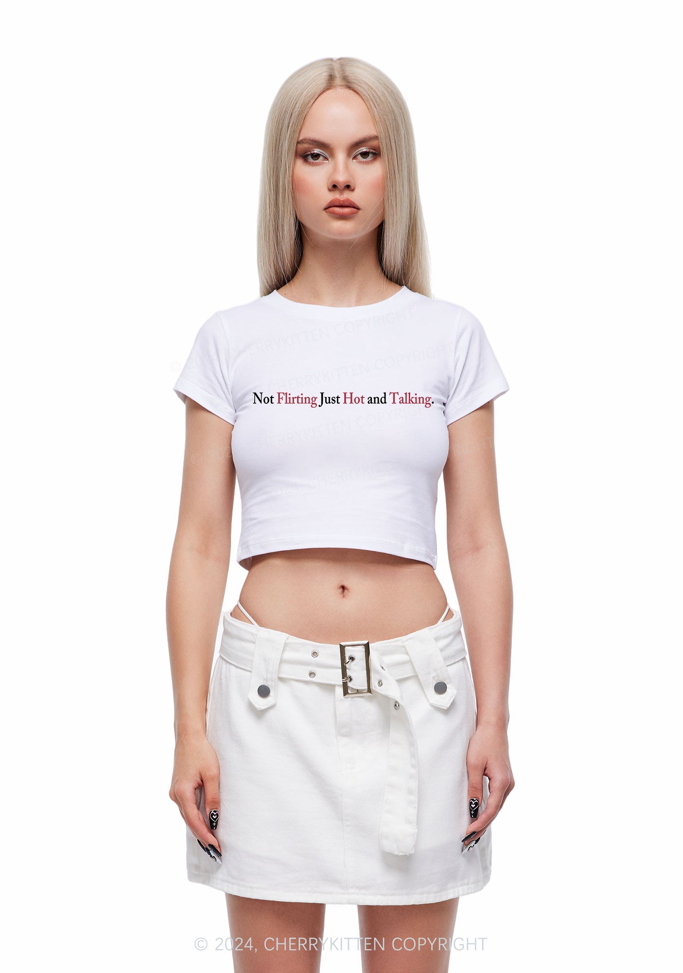 Just Hot And Talking Y2k Baby Tee