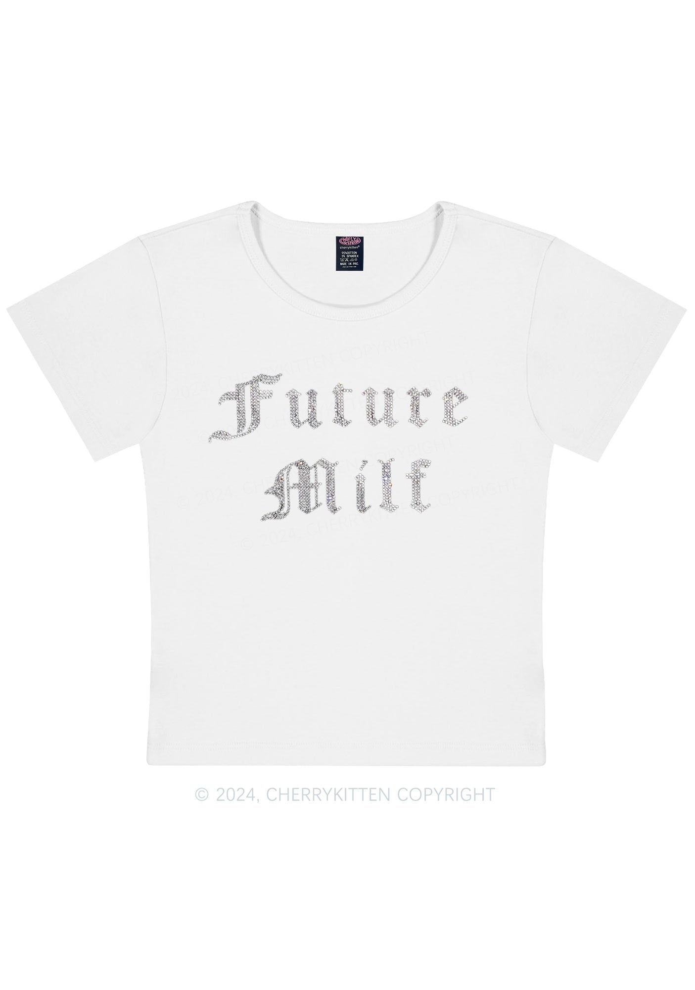 Rhinestone Future Mxxf Y2K Baby Tee Cherrykitten