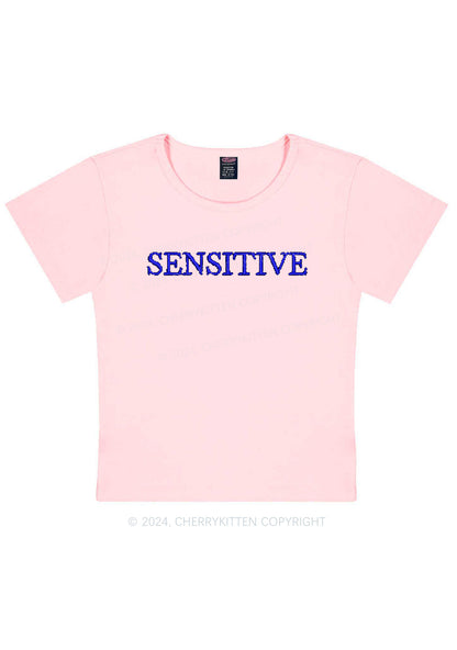 Embroidered Sensitive Y2K Baby Tee Cherrykitten