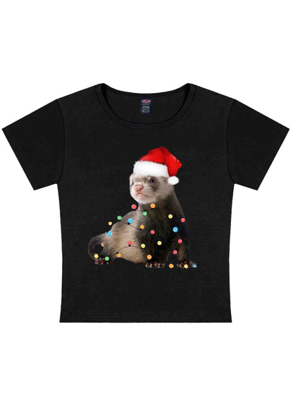 Christmas Ferret Lights Y2K Baby Tee Cherrykitten