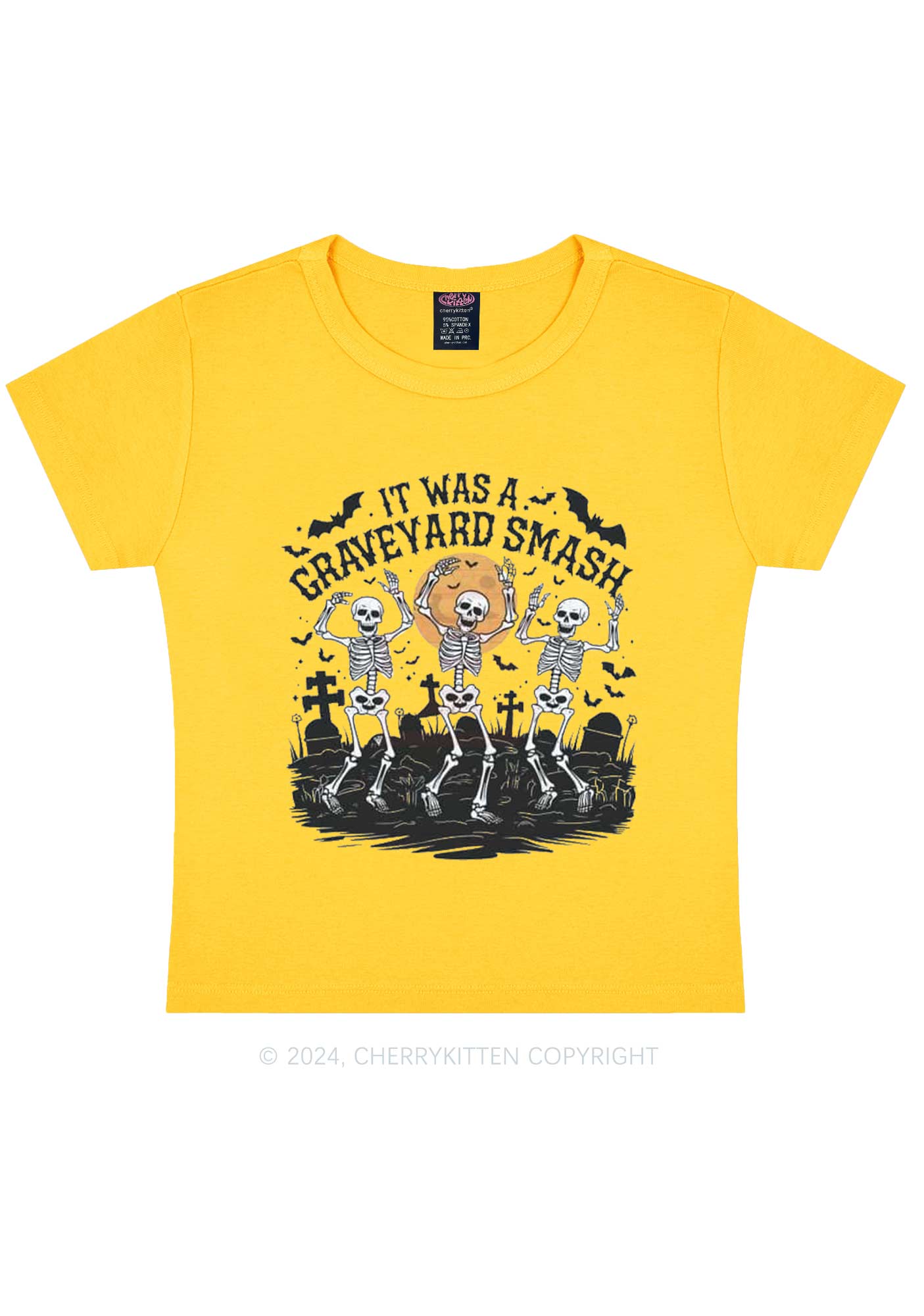 Halloween Graveyard Smash Y2K Baby Tee Cherrykitten