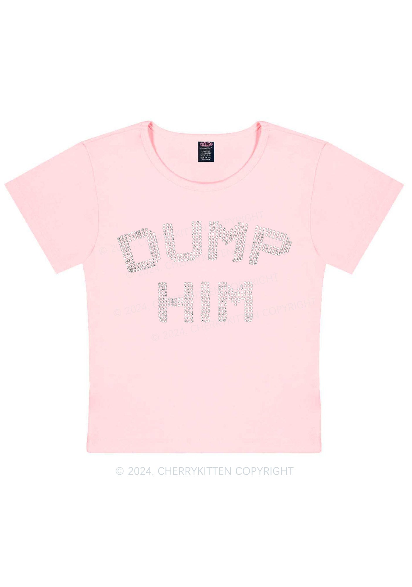 Rhinestone Dump Him Y2K Baby Tee Cherrykitten