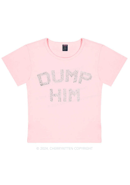 Rhinestone Dump Him Y2K Baby Tee Cherrykitten