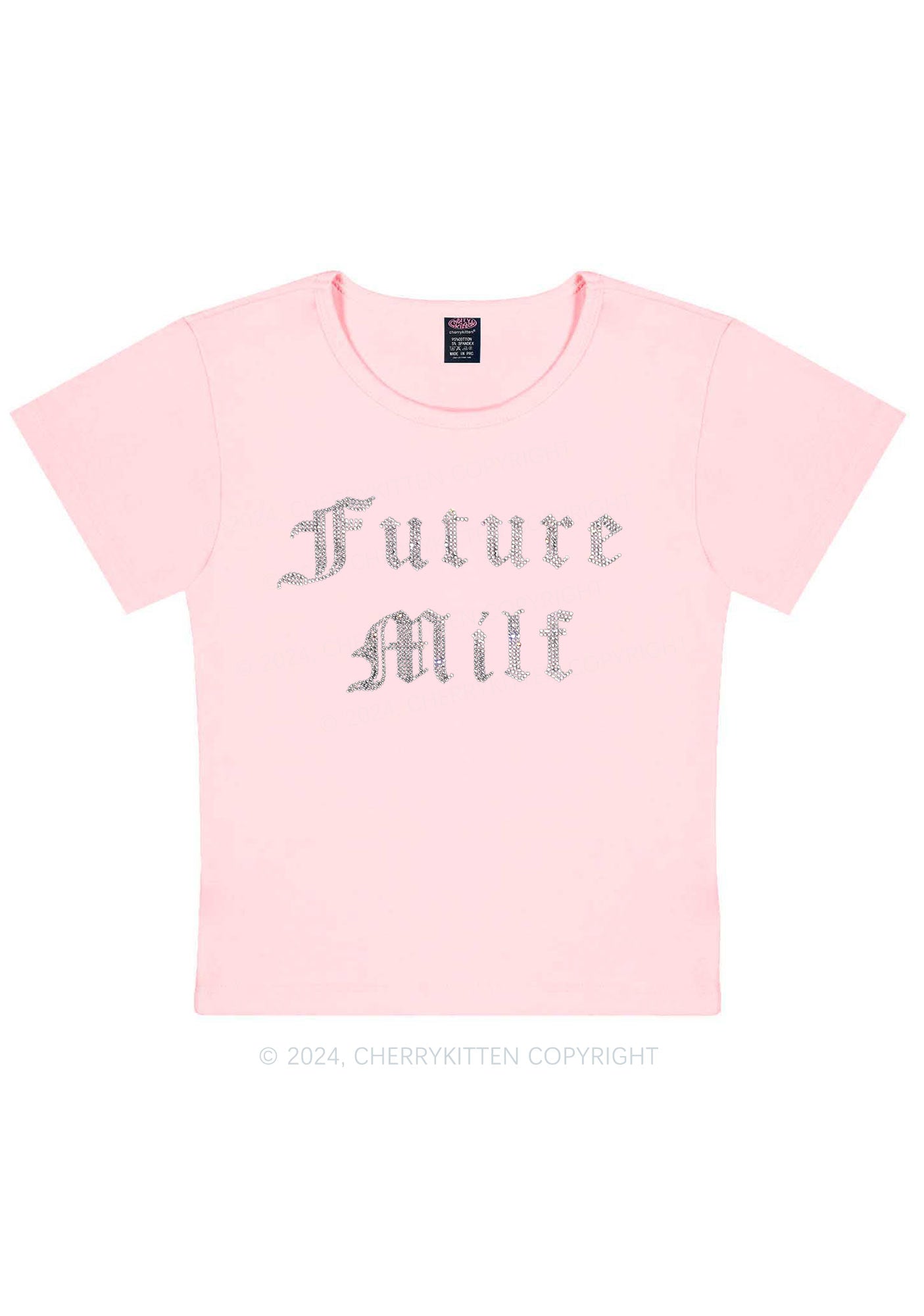 Rhinestone Future Mxxf Y2K Baby Tee Cherrykitten