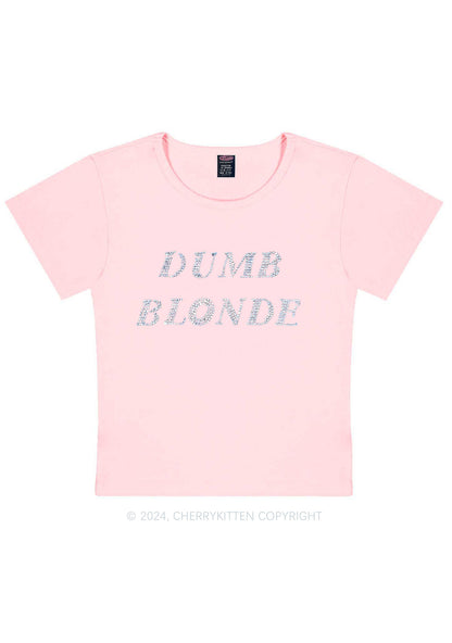 Rhinestone Dumb Blonde Y2K Baby Tee Cherrykitten