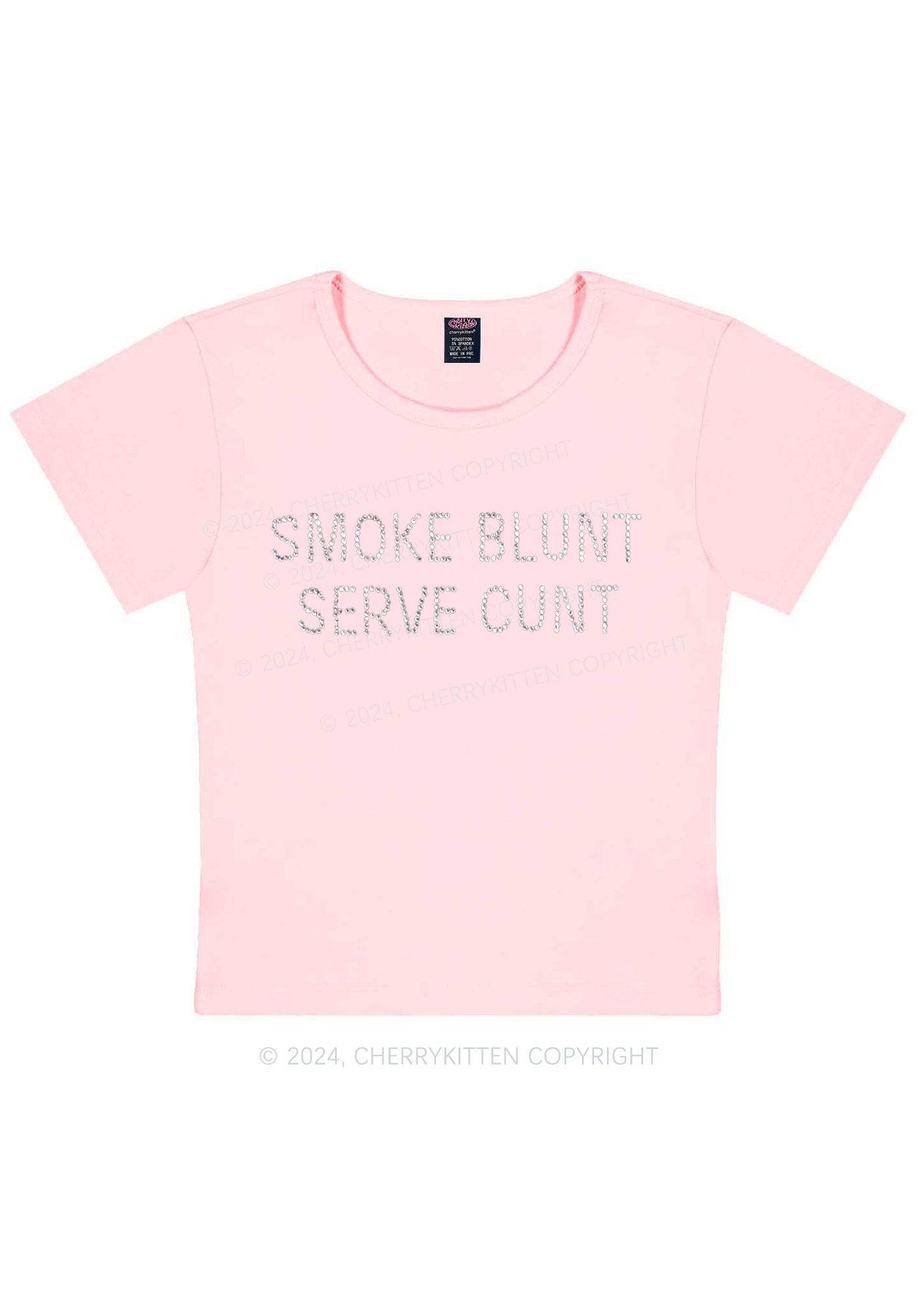 Rhinestone Smoke Blunt Y2K Baby Tee Cherrykitten