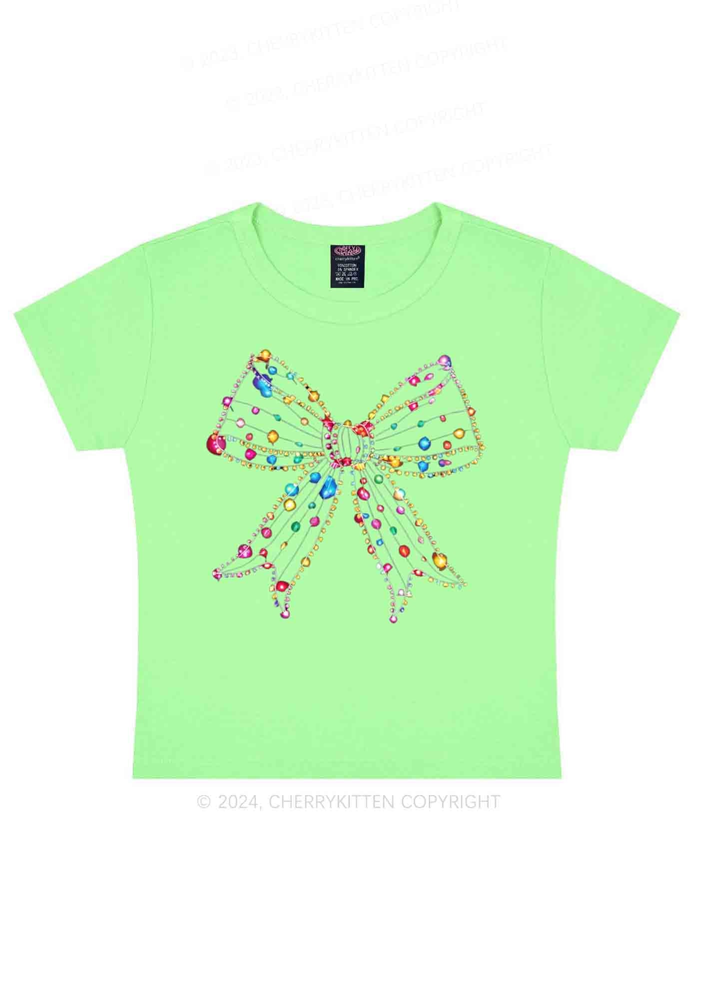 Christmas Bow Light Y2K Baby Tee Cherrykitten