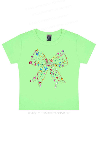 Christmas Bow Light Y2K Baby Tee Cherrykitten