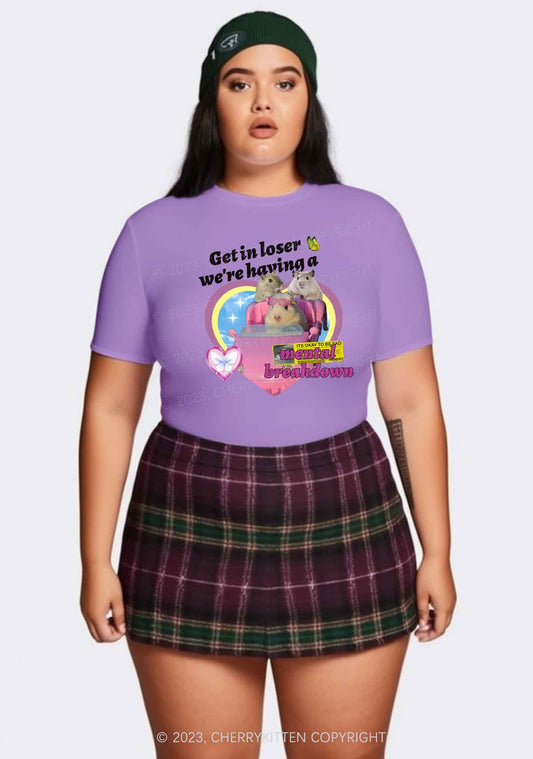 Curvy We're Having A Mental Breakdown Y2K Baby Tee Cherrykitten