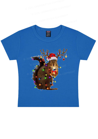 Christmas Squirrel Lights Y2K Baby Tee Cherrykitten