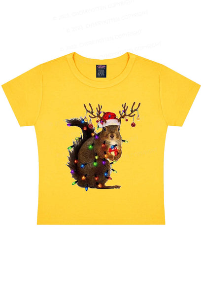 Christmas Squirrel Lights Y2K Baby Tee Cherrykitten