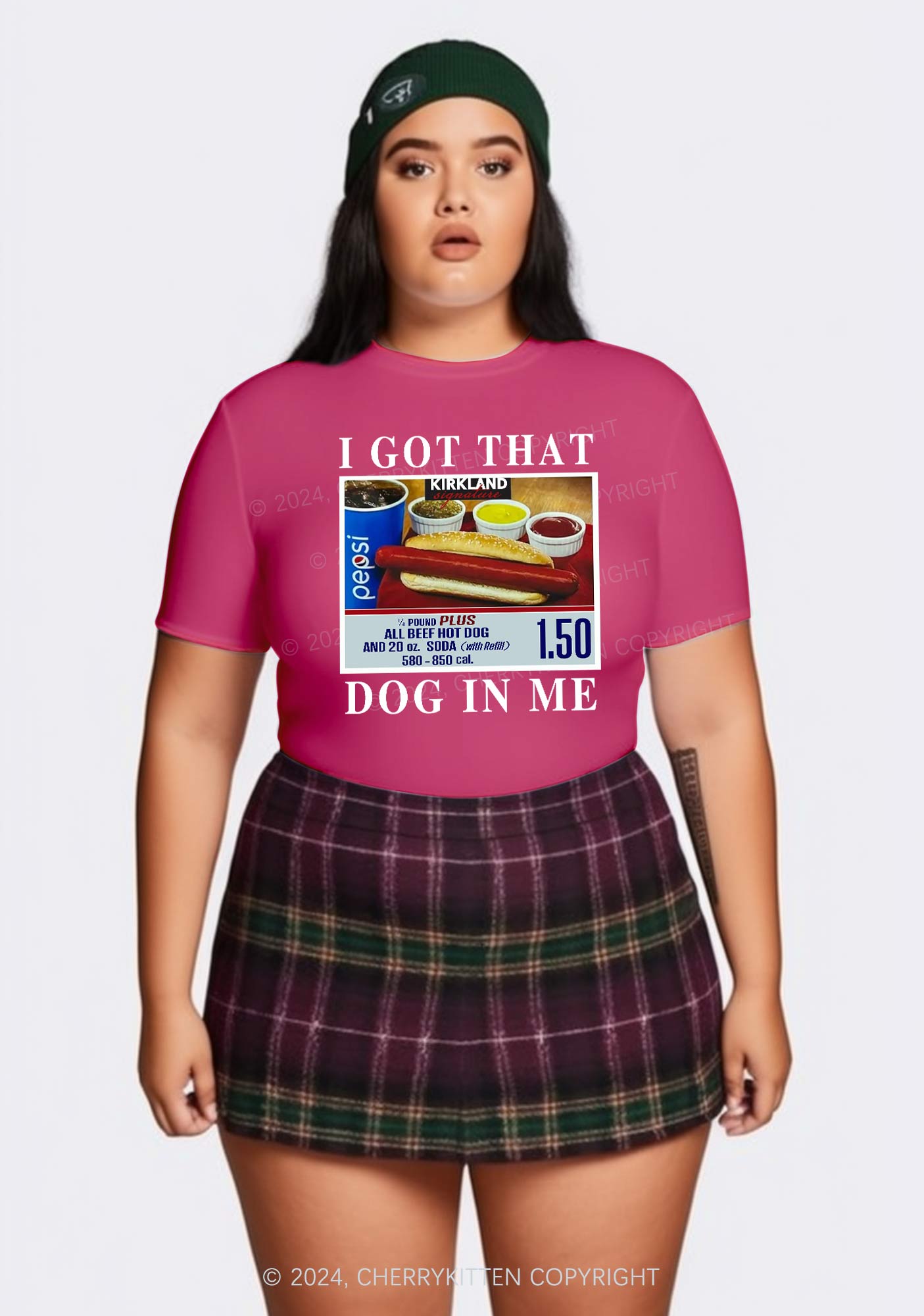 Curvy I Got That Hot Dog In Me Y2K Baby Tee Cherrykitten