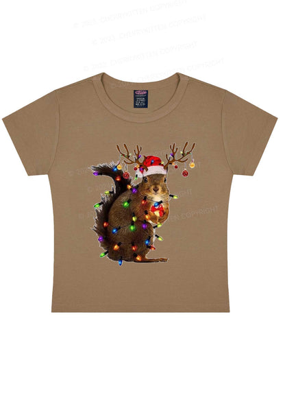 Christmas Squirrel Lights Y2K Baby Tee Cherrykitten