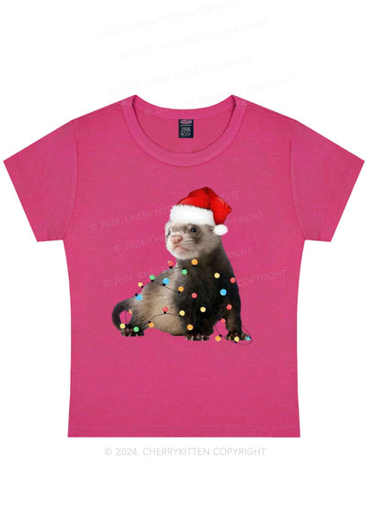 Christmas Ferret Lights Y2K Baby Tee Cherrykitten