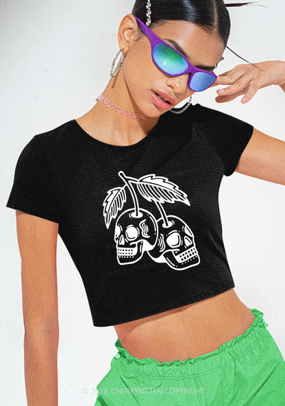 Cherry Skulls Halloween Baby Tee Cherrykitten