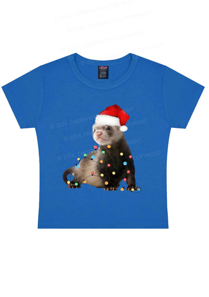 Christmas Ferret Lights Y2K Baby Tee Cherrykitten