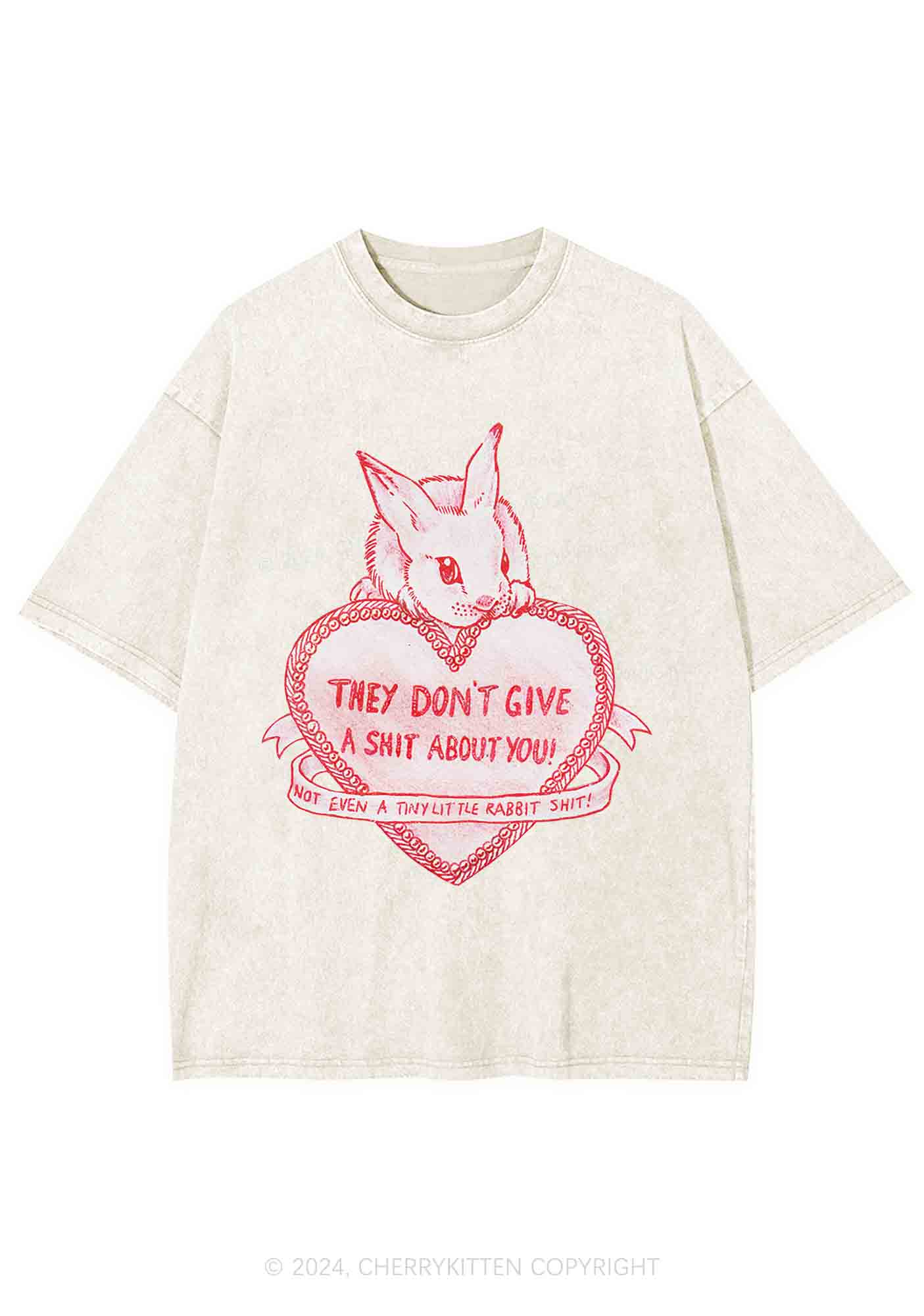 They Don't Give A Shxt About You Y2K Washed Tee Cherrykitten