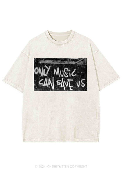 Only Music Can Save Us Y2K Washed Tee Cherrykitten
