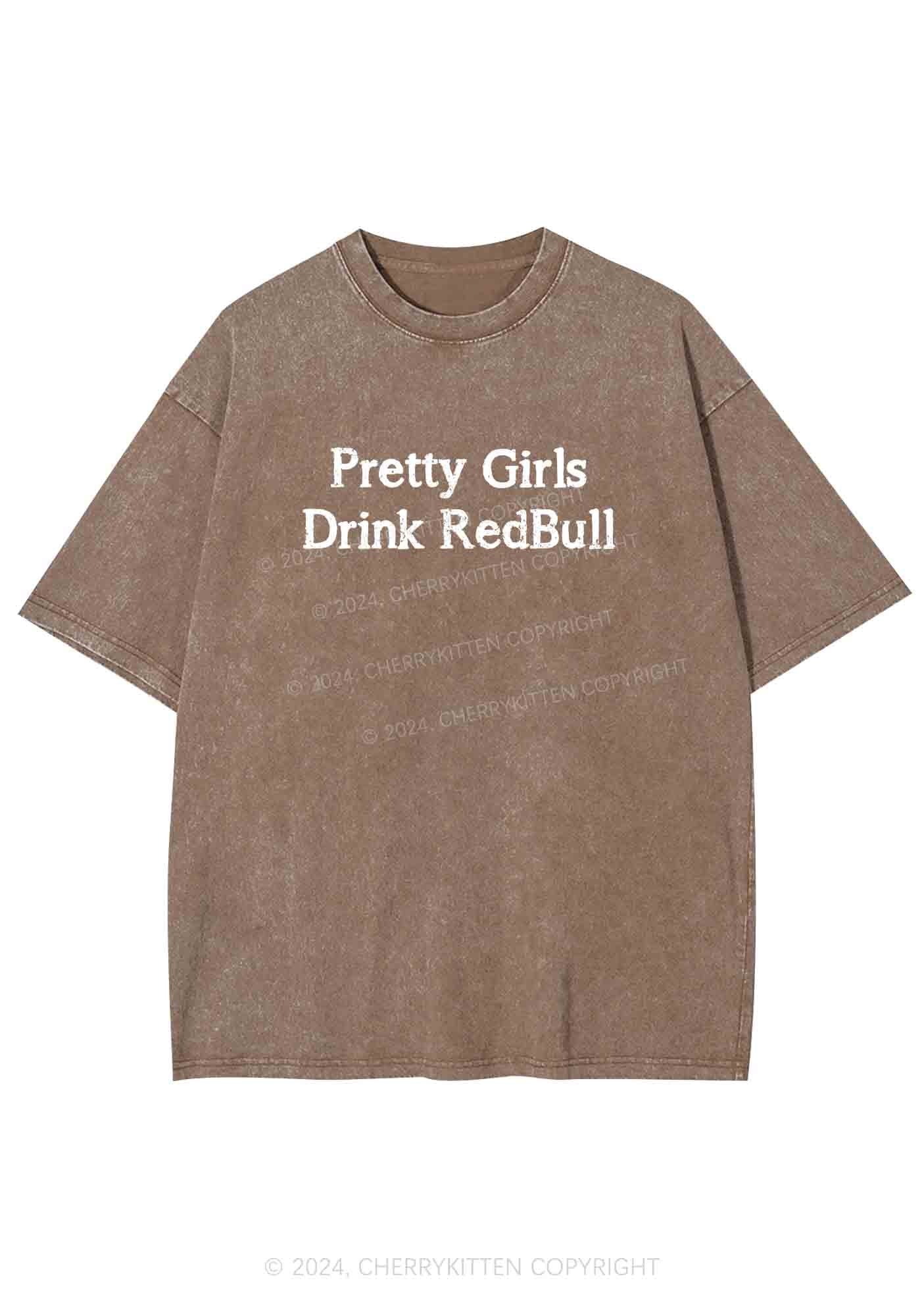 Pretty Girls Drink Redbull Y2K Washed Tee Cherrykitten