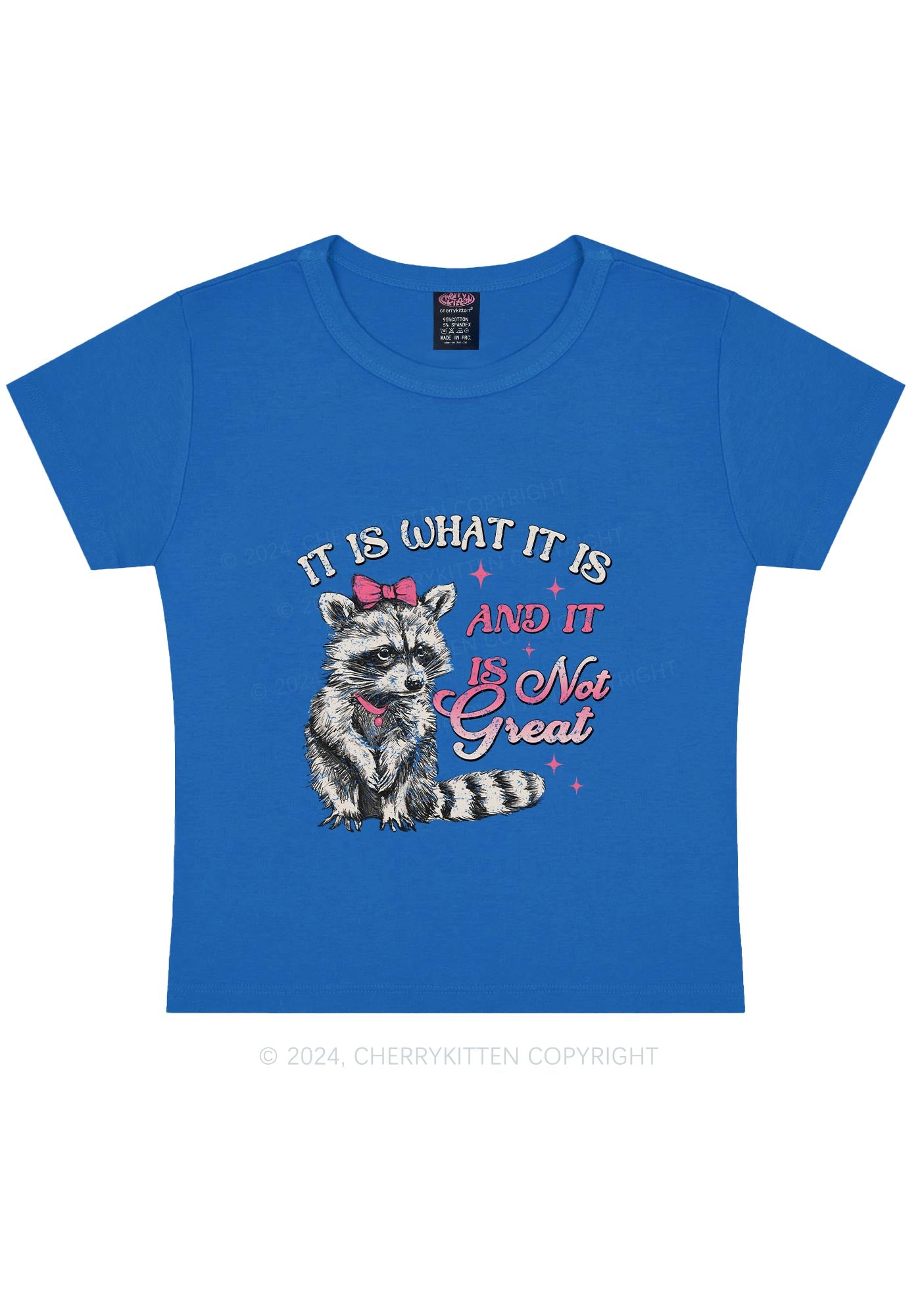 Not Great Raccoon Y2K Baby Tee Cherrykitten