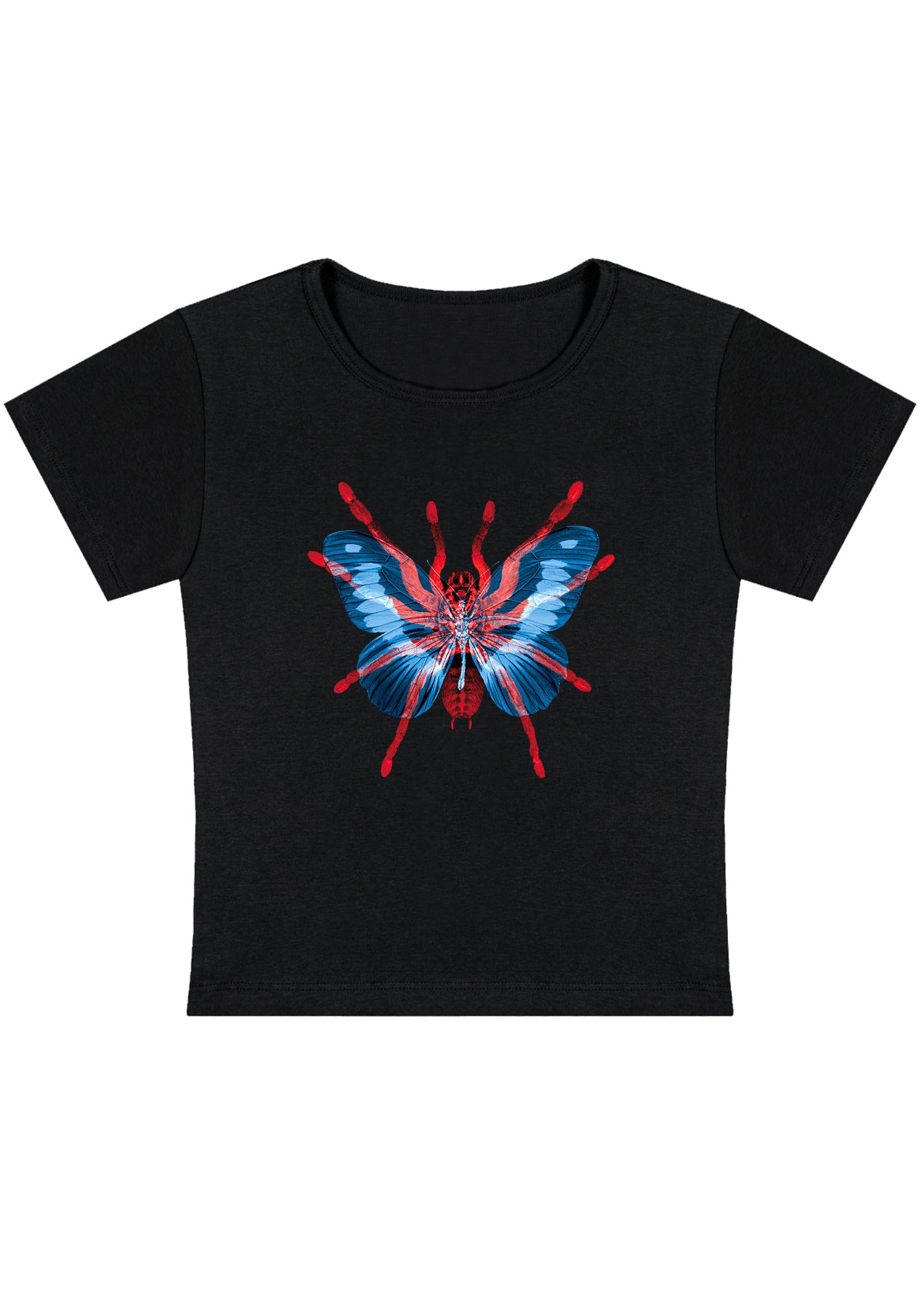 Red Blue Spider Fly Y2K Baby Tee