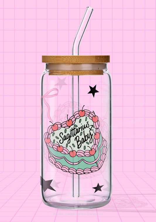 Sagittarius Baby Y2K Printed Glass Cup Cherrykitten