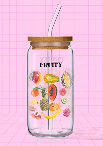 Fruity Y2K Printed Glass Cup Cherrykitten