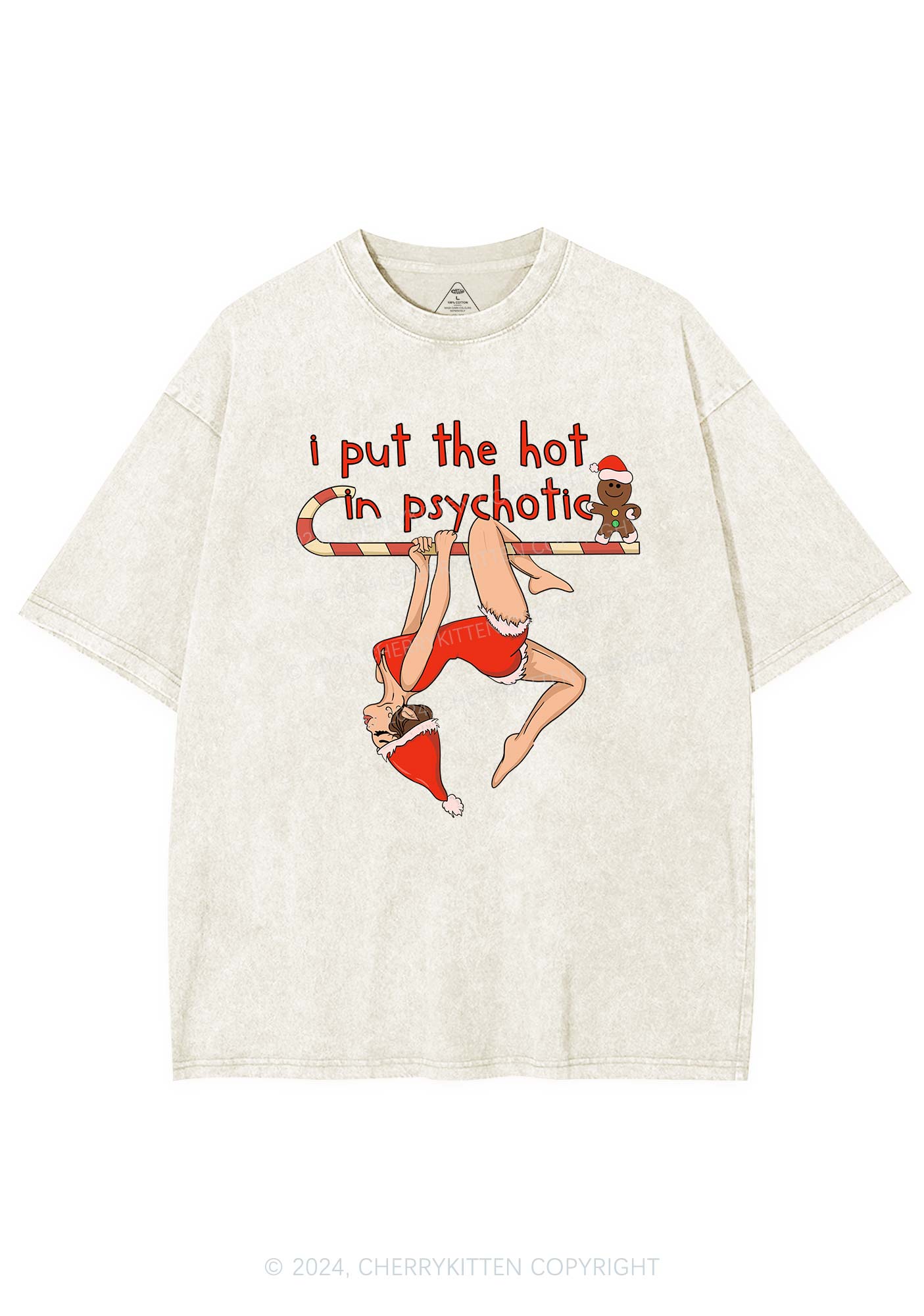 Christmas Yoga Girl Y2K Washed Tee Cherrykitten