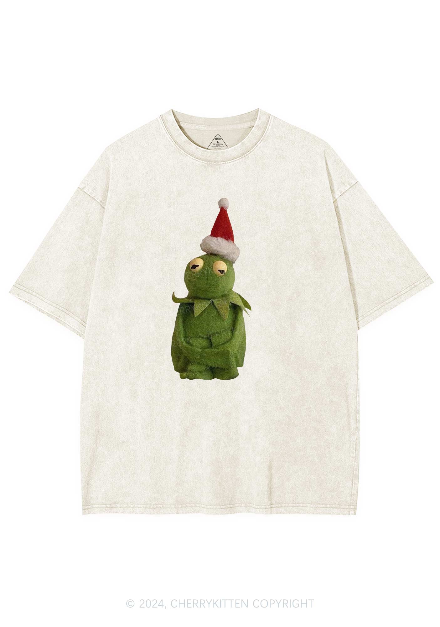 Christmas Plush Frog Y2K Washed Tee Cherrykitten