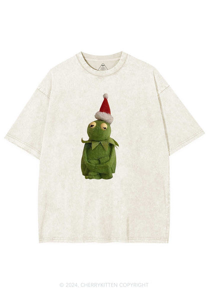 Christmas Plush Frog Y2K Washed Tee Cherrykitten