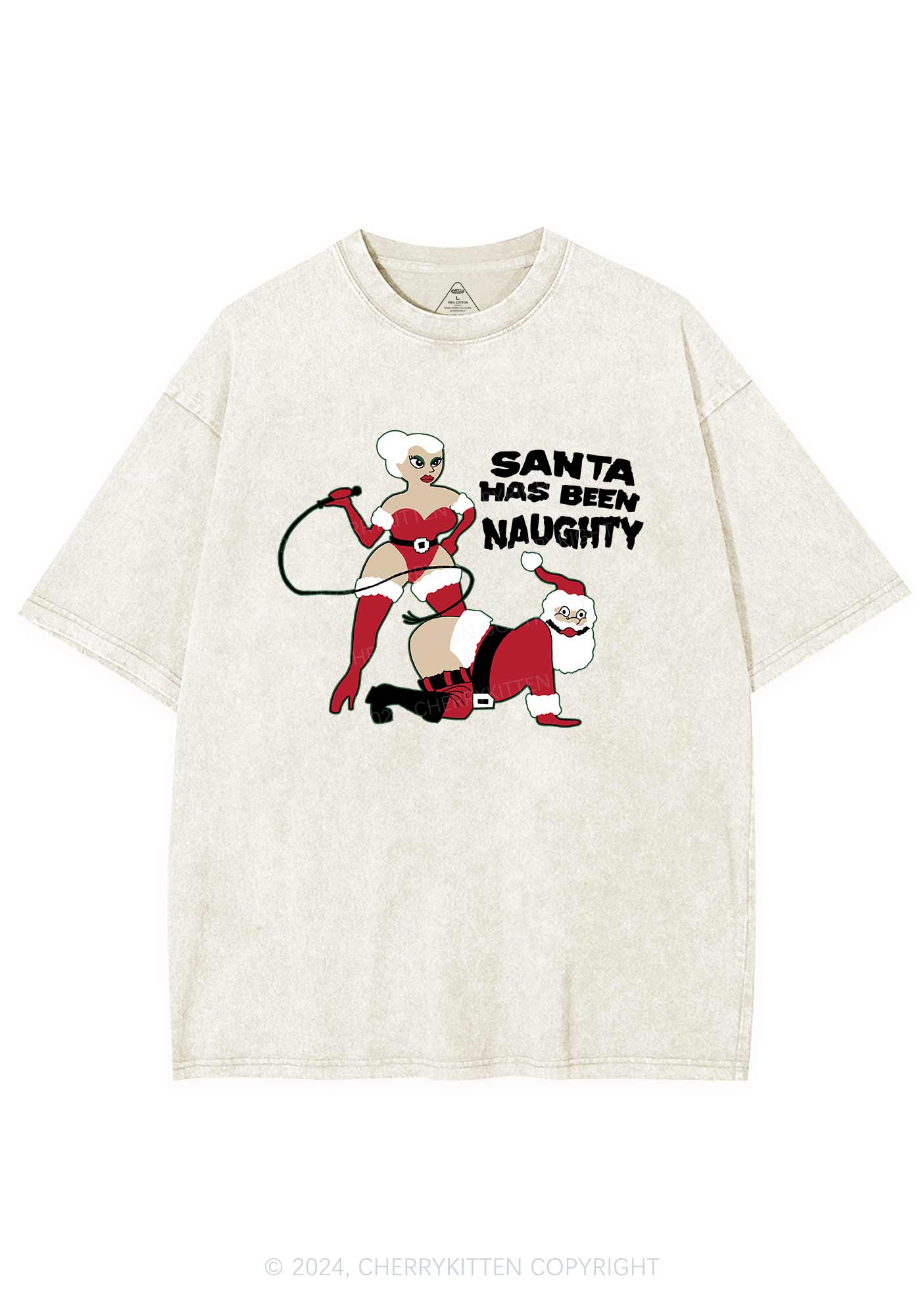 Christmas Santa Has Been Naughty Y2K Washed Tee Cherrykitten