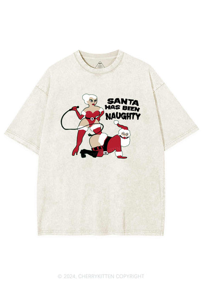 Christmas Santa Has Been Naughty Y2K Washed Tee Cherrykitten