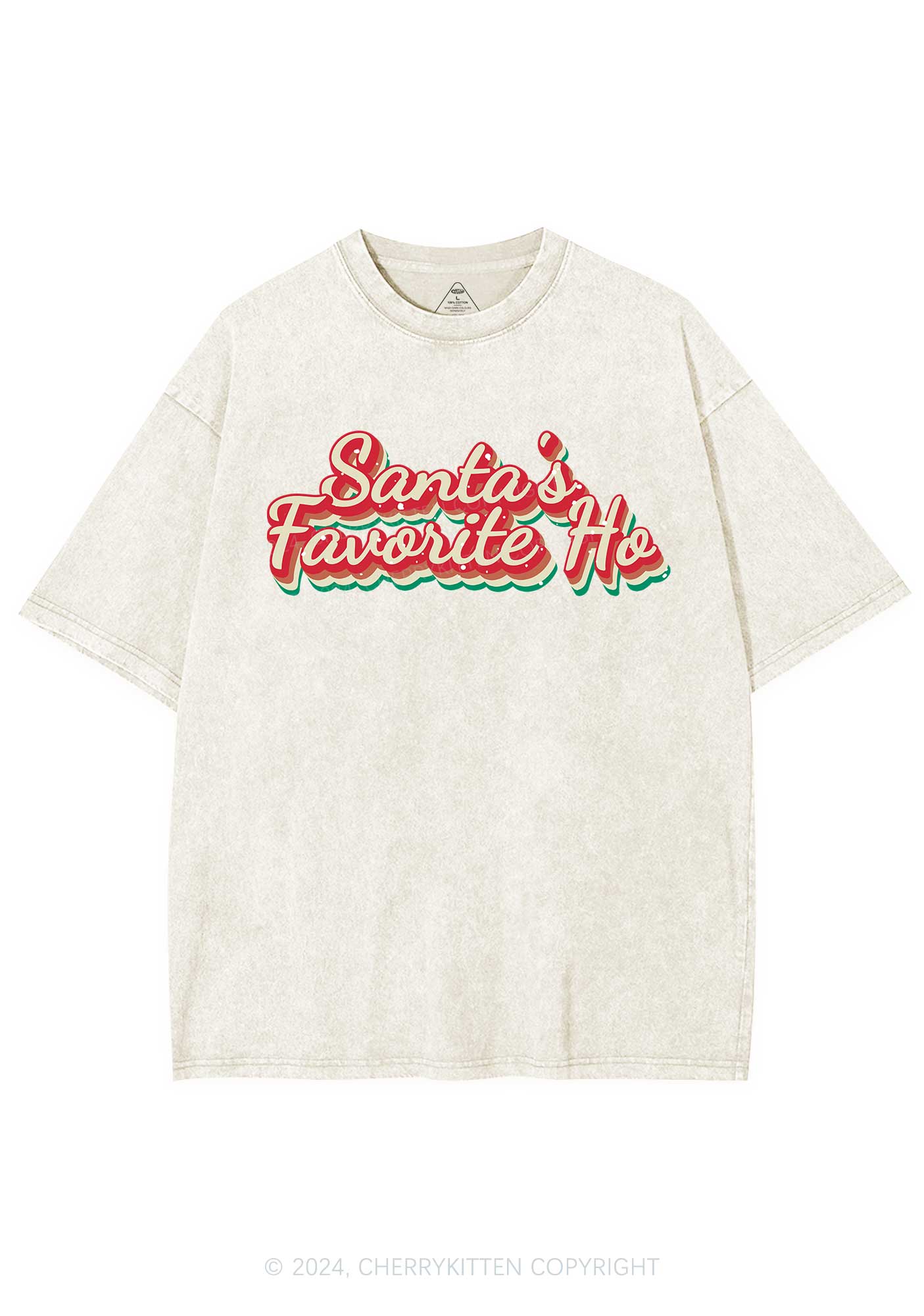 Christmas Santa's Favorite Ho Y2K Washed Tee Cherrykitten