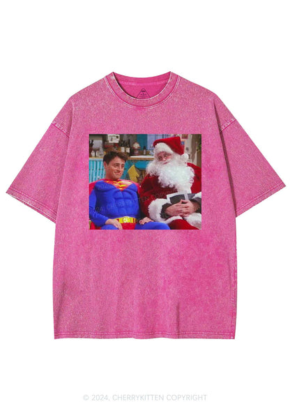 Christmas Super Santa Y2K Washed Tee Cherrykitten