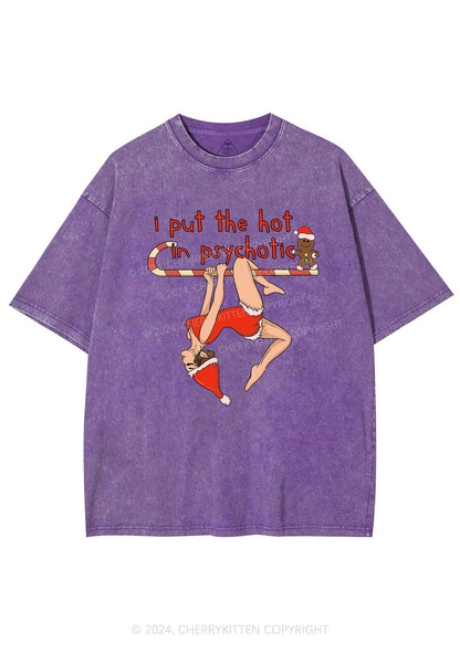 Christmas Yoga Girl Y2K Washed Tee Cherrykitten